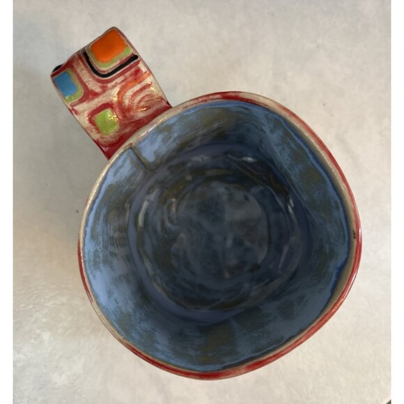 Gypsy Jane Wrapped Pottery Mug Square Abstract Handmade 14 oz - Picture 6 of 10